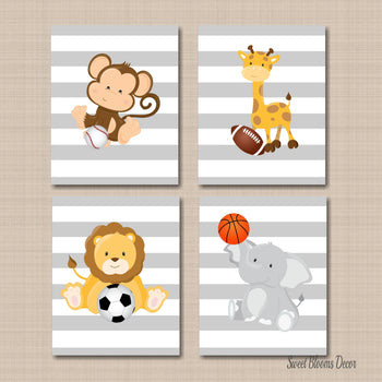 Safari Nursery Decor Sports Animals Nursery Wall Art Future All Star Boy Nursery Gray Safari Nursery Decor Animals Baby Shower C479-Sweet Blooms Decor