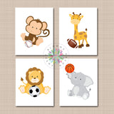 Safari Sports Nursery Wall Art Animals Nursery Decor Baby Boy Future All Star Soccer Football Baseball Basketball Baby Shower Gift C722-Sweet Blooms Decor