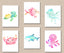 Sea Animals Nursery Wall Art Decor Watercolor Under the Sea Ocean Girl Bedroom Decor  C759