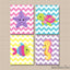 Sea Animals Nursery Wall Art Under the Sea Girl Bedroom DEcor Starfish Sea Horse Turtle Fish Purple Pink Teal UNFRAMED  C272