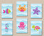 Sea Animals Nursery Wall Art,Under the Sea Nursery Wall Art,Girl Sea Animals Nursery Decor Sea Animals Bathroom Decor Girls C667