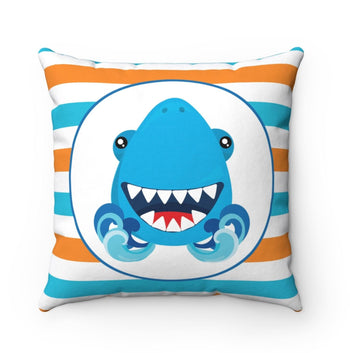 Sharks Throw Pillow Kids Pillow Shark Bedroom Decor Navy Blue Green Orange Stripes Nursery Decor Kids Decorative Pillow P160-Sweet Blooms Decor