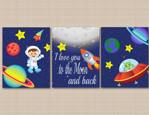 Space Kids Nursery Wall Art Out of This World Astronaut Outerspace Rockets Planets I Love You To The Moon And Back C291-Sweet Blooms Decor