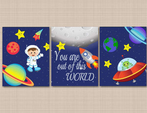 Space Kids Nursery Wall Art Out of This World Astronaut Outerspace Rockets Planets You Are Out of This World Playroom C291-Sweet Blooms Decor