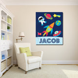 Space Nursery Wall Art Outerspace Planets Astronaut Rockets Kids Boy Bedroom Decor CANVAS C662-Sweet Blooms Decor