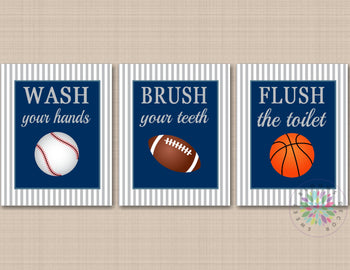 Sports Bathroom Decor,Kids Sports Bathroom Wall Art,Soccer Football Baseball Basketball Bathroom,Boy Sports Bathroom PRINTS or CANVAS B177-Sweet Blooms Decor