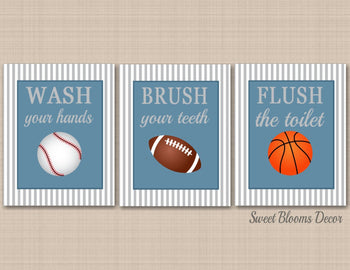 Sports Bathroom Decor,Kids Sports Bathroom Wall Art,Soccer Football Baseball Basketball Bathroom,Boy Sports Decor PRINTS or CANVAS B132-Sweet Blooms Decor