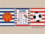 Sports Nursery Wall Art Birth Announcement Print Navy Red Stripes Baby Boy Bedroom Decor Basketball Football Soccer