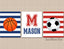 Sports Wall Art Navy Blue Red Sports Nursery Decor Spots Kids Room Name Monogram Wall Art Soccer Basketaball UNFRAMED  C498