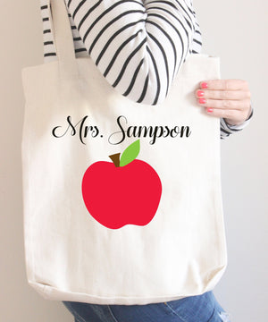 Teacher Tote Bag Personalized Name Birthday Gift Apple Teacher Gift Library Bag Gifts for Teacher T117-Sweet Blooms Decor