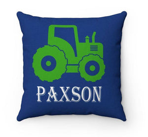 Tractor Throw Pillow Tractor Kids Pillow Tractor Bedroom Decor Navy Blue Green Tractor Nursery Decor Construction Kids Decorative Pillow-Sweet Blooms Decor