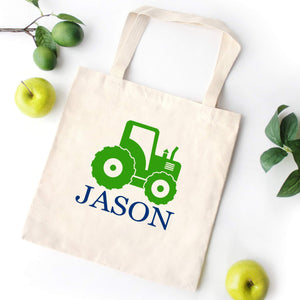 Tractor Tote Bag Construction Personalized Kids Canvas School Bag Custom Preschool Daycare Toddler Beach Totebag Birthday Gift Library T122-Sweet Blooms Decor