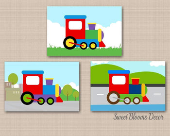 Trains Nursery Wall Art Trains Kids Room Boy Bedroom Decor Trains Art Print All Aboard Kids Room Birthday C571-Sweet Blooms Decor