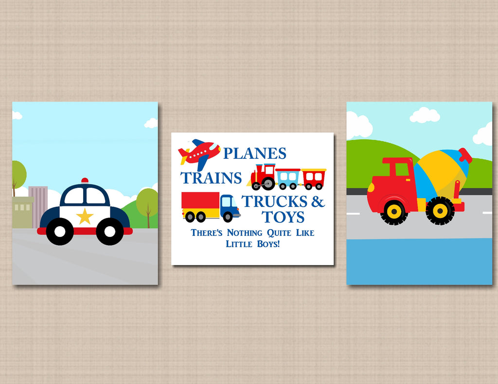 Transportation Nursery Wall Art Boy Bedroom Decor Planes Trains Trucks and Toys Nothing Quite Like Little Boys C716-Sweet Blooms Decor