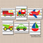 Transportation Nursery Wall Art Cars Air Planes Trains Fire Dump Truck Boat Gray Stripes Boy Bedroom Decor Playroom   C296