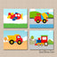 Transportation Nursery Wall Art Construction Kids Bedroom Decor Dump Trucks Planes Trains Mixer Red Blue Green   C566
