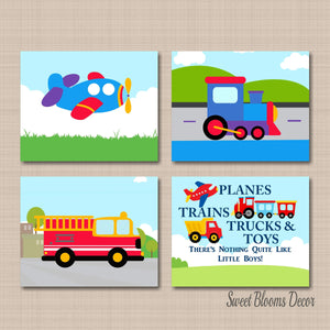Transportation Nursery Wall Art Planes Trains Trucks and Toys Nothing Quite Like Little Boys Kids Room Playroom Decor C309-Sweet Blooms Decor