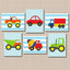 Transportation Nursery Wall Art Transportation Kids Room Decor Construction Wall Art Blue Gray Cars Dump Truck Tractor Mixer Playroom C488
