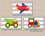 Transportation Wall Art Trains Planes Dump Truck Boy Bedroom Decor Red Blye Green Gray Stripes Playroom Wall Art  C538