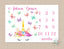 Unicorn Milestone Blanket Butterflies Monthly Growth Tracker Watercolor Unicorn Floral Newborn Baby Shower Gift Nurery Bedding B474