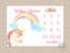 Unicorn Milestone Blanket Monthly Growth Tracker Watercolor Floral Rainbow Coral Pink Newborn Baby Girl Horse Shower Gift Bedding B413
