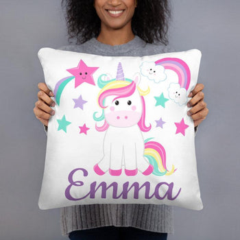 Unicorn Throw Pillow Nursery Purple Pink Teal Bedroom Room Decor Cushion Unicorns Hearts Girl Room Decor Monogram Playroom 173-Sweet Blooms Decor