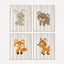 Woodland Animals Nursery Wall Art Baby Boy Decor Gray Birch Trees Forest Friends Bear Fox Deer Bunny Raccoon Owl C326