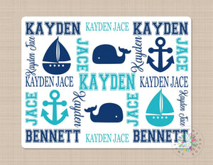 Whales Baby Blanket Nautical Baby Blanket Anchor Boat Monogram Navy Blue Teal Aqua Blanket Baby Bedding Baby Boy Bedding Baby Shower B367-Sweet Blooms Decor