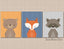 Woodland Animals Nursery Wall Art Bear Fox Raccoon Wall Art Arrows Navy Blue Orange Gray Modern Simple Shower Gift  C227
