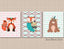 Woodland Girl Nursery Decor Tribal Wall Art Pink Mint Gray Aztec Animals Fox Bear Owl Deer Baby Girl Bedroom Decor  C461