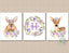 Woodland Girl Nursery Wall Art Woodland Floral Purple Lavender Watercolor Flowers Name Monogram Bunny Rabbit Deer   C760