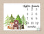 Woodland Milestone Blanket Monthly Growth Tracker Baby Blanket Forest Trees Fox Bear Raccoon Blanket Baby Bedding Shower Gift Monogram B254