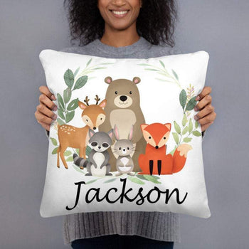 Woodland Nursery Name Pillow Animals Nursery Decor Nursery Decor Fox Bear Deer Baby Room Decor Baby Shower Gift Decorative Pillow 172-Sweet Blooms Decor