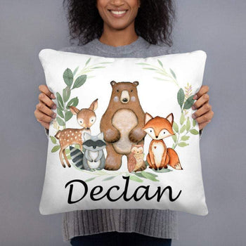 Woodland Nursery Name Pillow Animals Nursery Decor Nursery Decor Fox Bear Deer Owl Baby Room Decor Baby Shower Gift Decorative Pillow 169-Sweet Blooms Decor