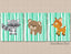 Woodland Nursery Wall Art Mint Green Gray Birch Trees Raccoon Bear Fox Baby Boy Bedroom Decor Baby Shower Gift  C328